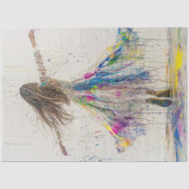 Dekoupage Whimsical Girl Dancing in Paint Seidenpapier