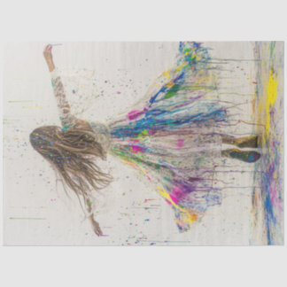 Dekoupage Whimsical Girl Dancing in Paint Seidenpapier