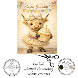 Dekoupage Whimsical Highland Cupcake Geburtstag Seidenpapier