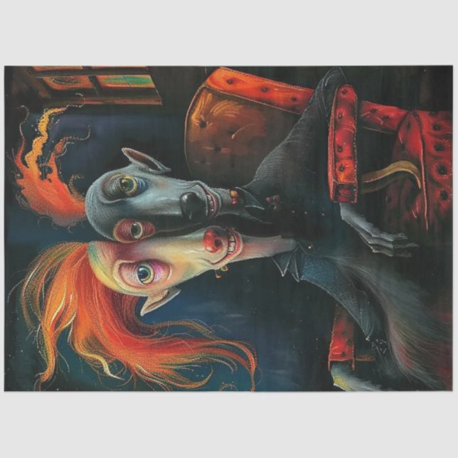 Dekoupage Whimsical Illustration Character Facter Seidenpapier (Vorderseite)