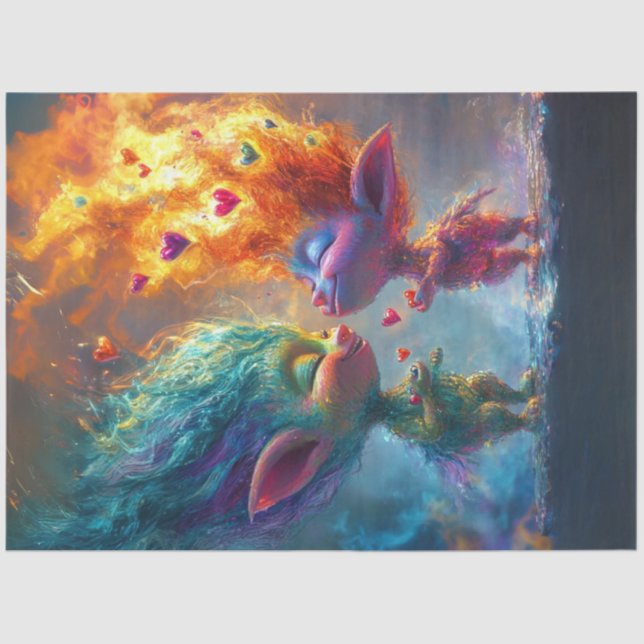 Dekoupage Whimsical Kleine Kreaturen glühend Haar Seidenpapier (Vorderseite)