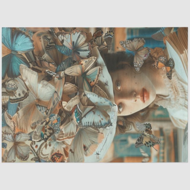 Dekoupage Whimsical Librarian School Lehrer Seidenpapier (Vorderseite)