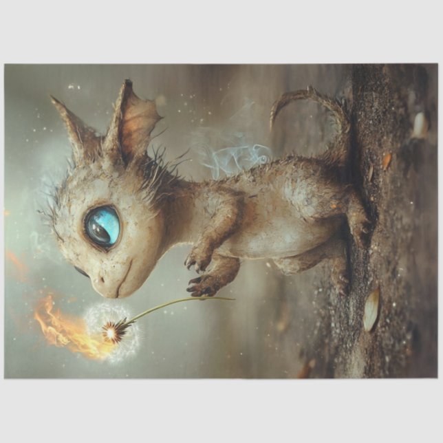 Dekoupage Whimsical Magic Mini Dragon Kreatur Seidenpapier (Vorderseite)