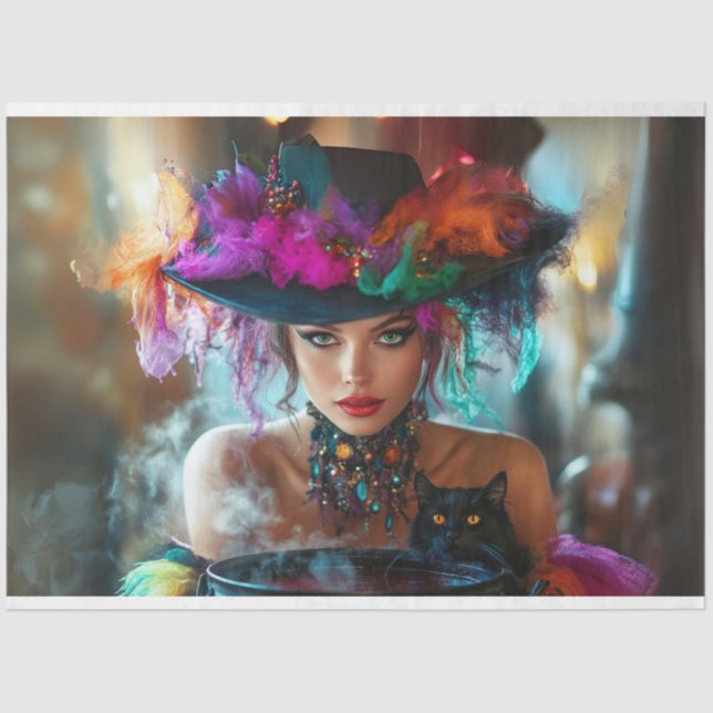 Dekoupage Whimsical Magical Good Hexe Seidenpapier (Vorderseite)