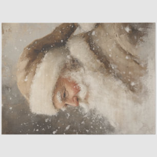 Dekoupage-Whimsical-Nichttraditioneller-Santa-Tan- Seidenpapier