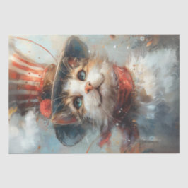 Dekoupage Whimsical Patriotic Paws The Cat Seidenpapier