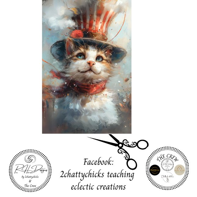 Dekoupage Whimsical Patriotic Paws The Cat Seidenpapier (Von Creator hochgeladen)