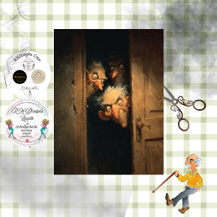 Dekoupage Whimsical Peek A Boo Trio älterer Männer Seidenpapier