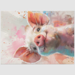 Dekoupage Whimsical Pig in einem floralen Wunderla Seidenpapier