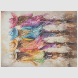 Dekoupage Whimsical Vibrancal farbige Cowgirls Seidenpapier