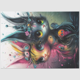 Dekoupage Whimsical Vibranred Cats Seidenpapier