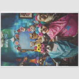 Dekoupage Whimsical Whiskersworth Haustiere im Sal Seidenpapier