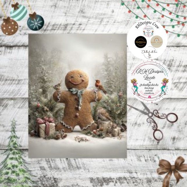 Dekoupage Whimsical Winter Gingerbrot Szene Seidenpapier (Von Creator hochgeladen)