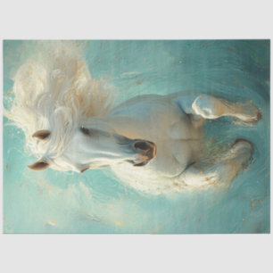 Dekoupage White Horse Majestic Ocean Szene Seidenpapier