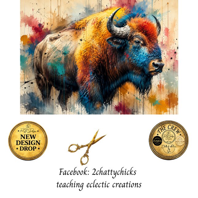 Dekoupage Wildfire Bison von Oklahoma  Seidenpapier (Von Creator hochgeladen)