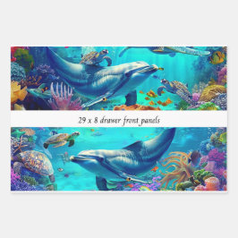 Dekoupage-Wrapping 3 Sea World-Delfinschublade  Geschenkpapier Set