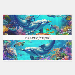 Dekoupage-Wrapping 3 Sea World-Delfinschublade  Geschenkpapier Set