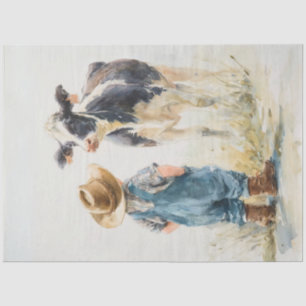 Dekoupage Young Boy Pet Cala in Field Seidenpapier