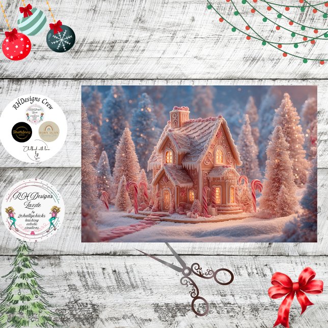 Dekoupage Zucker-Winter-Gingerbread-Haus  Seidenpapier (Von Creator hochgeladen)