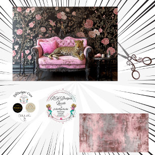 Dekoupierte Landschaft Leopard Pink Sofa Blumenmus Seidenpapier