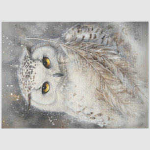 Dekouting Majestic White Owl Snow Elements Seidenpapier
