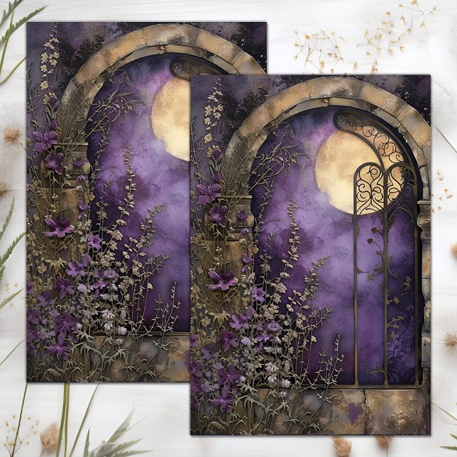 DEKOUTION VOLLSTÄNDIGER MOND- UND STEINGARTENGARTE SEIDENPAPIER (FULL MOON AND STONE GARDEN ARCH DECOUPAGE TISSUE PAPER)