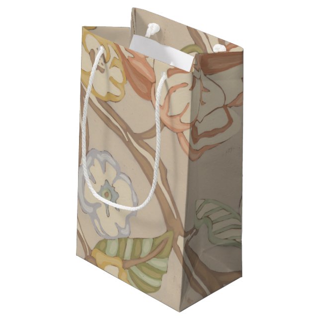 Dekrative Organza Chintz Floral Design Kleine Geschenktüte (Rückseite Schrägansicht)
