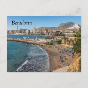 Del Malpas Beach, Benidorm, Costa Blanca, Spanien Feiertagspostkarte