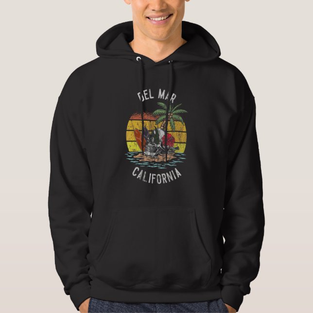 Del Mar Beach California Palms Skull Surset Sunset Hoodie (Vorderseite)