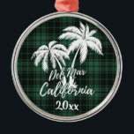 Del Mar California Beach Palm Tree Green Kariert Ornament Aus Metall<br><div class="desc">Del Mar California Beach Palm Tree Green Karierte Ornament</div>