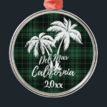 Del Mar California Beach Palm Tree Green Kariert Ornament Aus Metall<br><div class="desc">Del Mar California Beach Palm Tree Green Karierte Ornament</div>