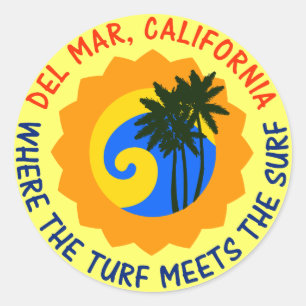 Del Mar, Kalifornien, wo der Turf das Surf trifft Runder Aufkleber
