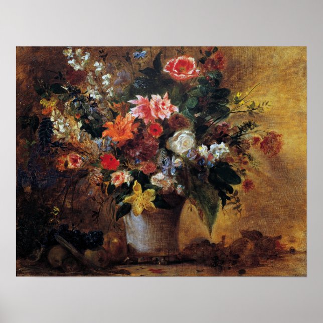 Delacroix - Blume Stillleben Poster (Vorne)