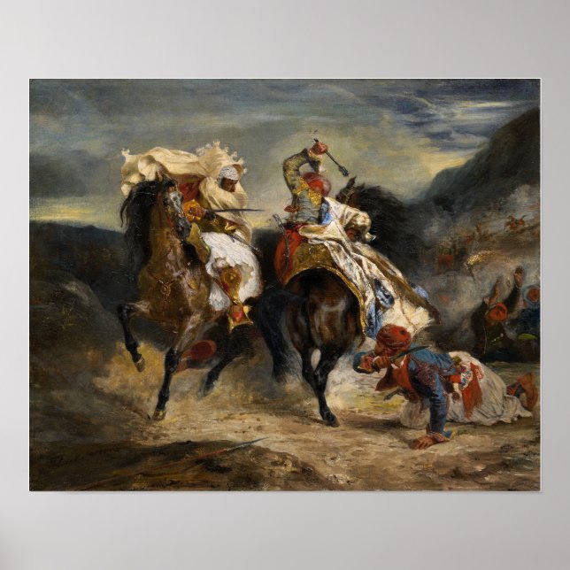 Delacroix - Combat Du Giaour et Hassan 1826 Poster (Vorne)