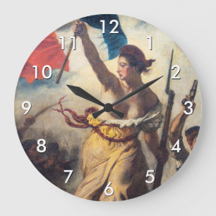 Delacroix - Die Freiheit führt das Volk Nahaufnahm Große Wanduhr