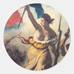 Delacroix - Die Freiheit führt das Volk Nahaufnahm Runder Aufkleber