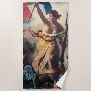 Delacroix - Die Freiheit führt das Volk Nahaufnahm Strandtuch