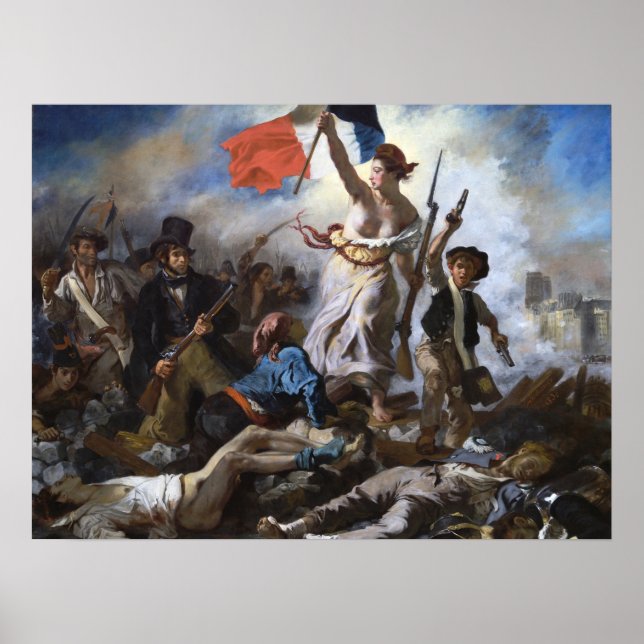 Delacroix Die Freiheit führt das Volk Poster (Vorne)