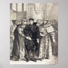 Delacroix - Die Königin versucht, den Hamlet zu... Poster