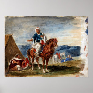 Delacroix - Drei arabische Pferde in einem Lager Poster