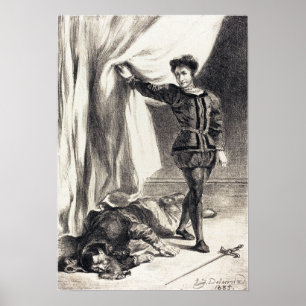 Delacroix - Hamlet und die Leiche von Polonius (Ak Poster