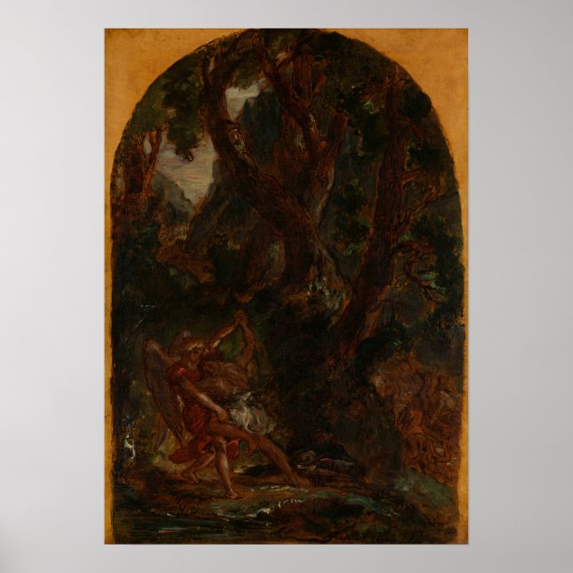 Delacroix - Jacob Wrestling mit dem Engel Poster (Vorne)