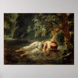 Delacroix - Ophelias Tod 1853 Poster