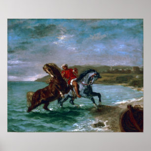 Delacroix - Pferde, die aus dem Meer kommen Poster