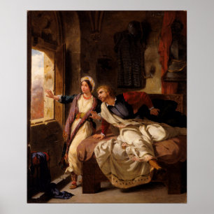 Delacroix - Rebecca und die verwundete Ivanhoe Poster