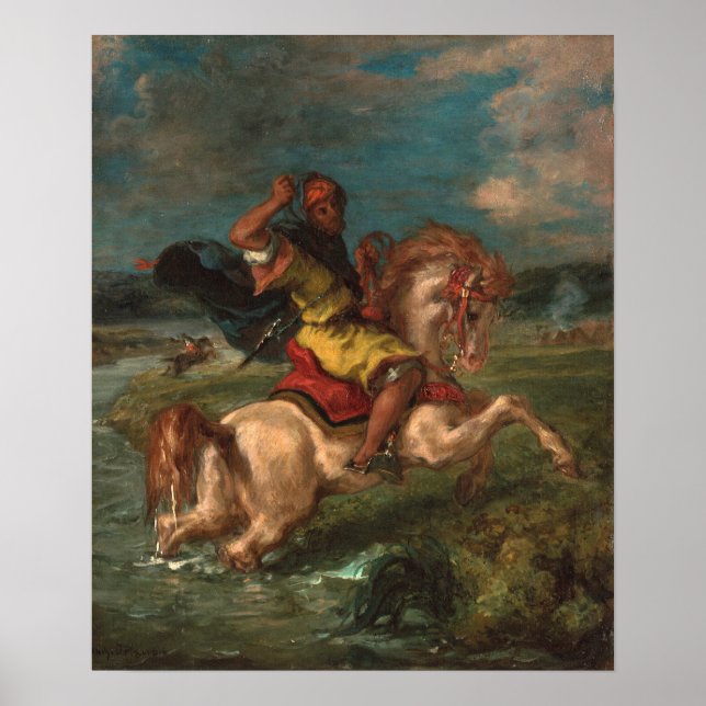 Delacroix - Reiter durch ein Ford Poster (Vorne)