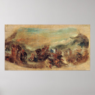 Delacroix - Skizze Attila gefolgt von seinen Barba Poster