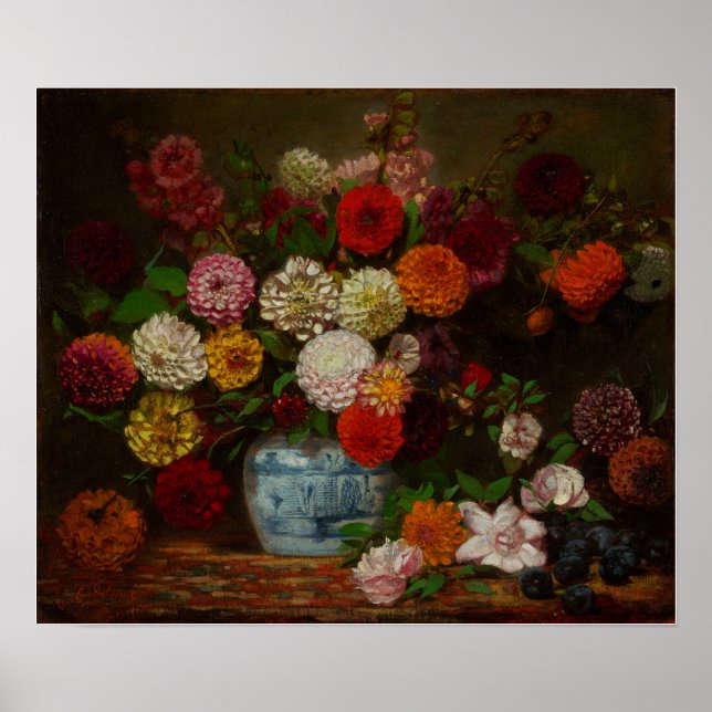 Delacroix - Stillleben mit Dahlias 1835 Poster (Vorne)