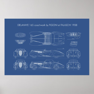 Delahaye 165 Figoni und Falaschi Blueprint Poster