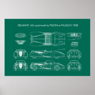 Delahaye 165 Figoni und Falaschi Blueprint Poster